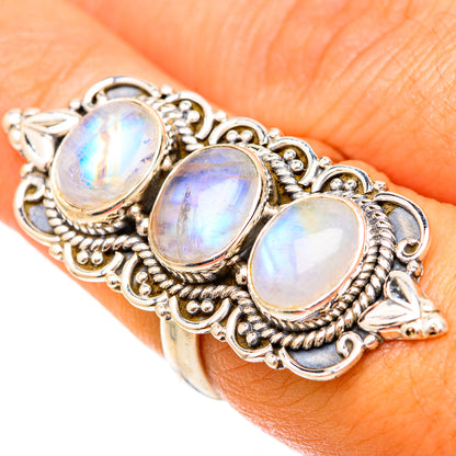Rainbow Moonstone Rings handcrafted by Ana Silver Co - RING117996