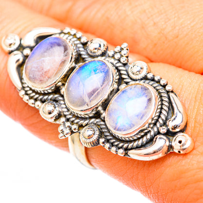 Rainbow Moonstone Rings handcrafted by Ana Silver Co - RING117997