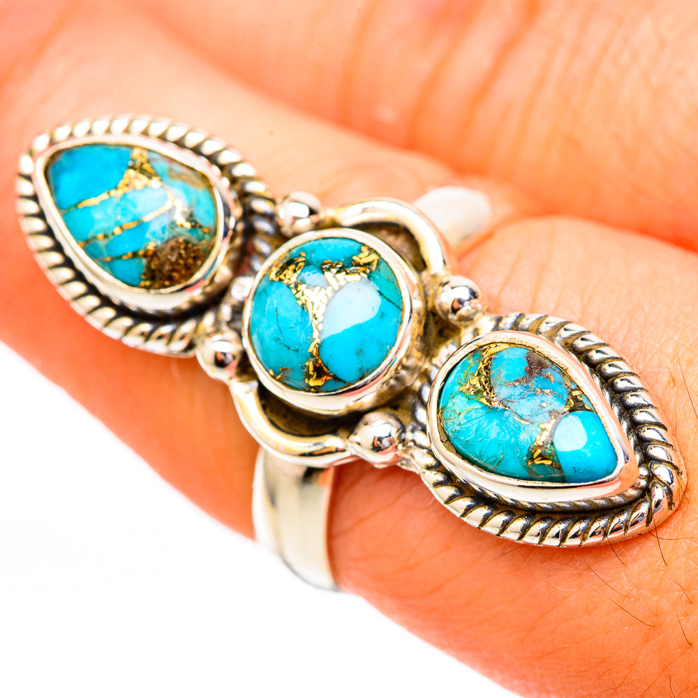 Blue Copper Composite Turquoise Rings handcrafted by Ana Silver Co - RING118000