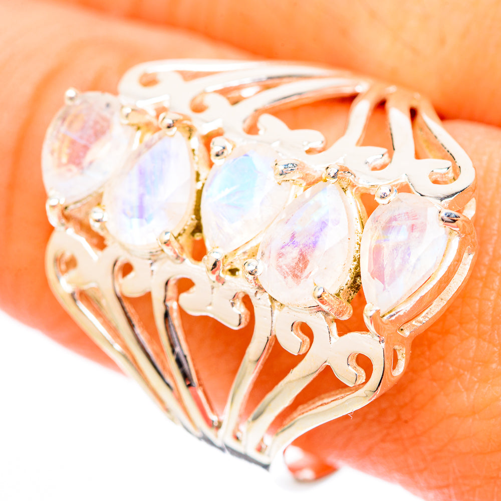 Rainbow Moonstone Rings handcrafted by Ana Silver Co - RING118018