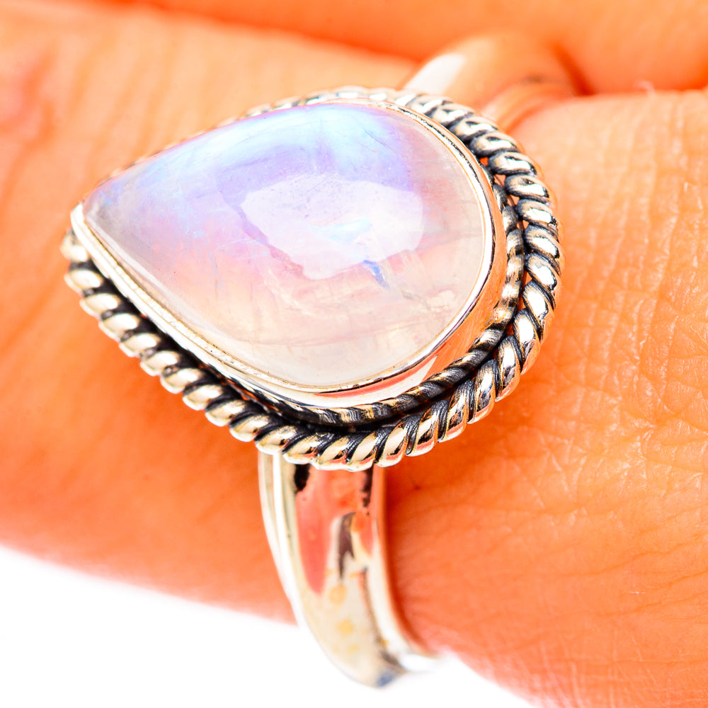 Rainbow Moonstone Rings handcrafted by Ana Silver Co - RING118019