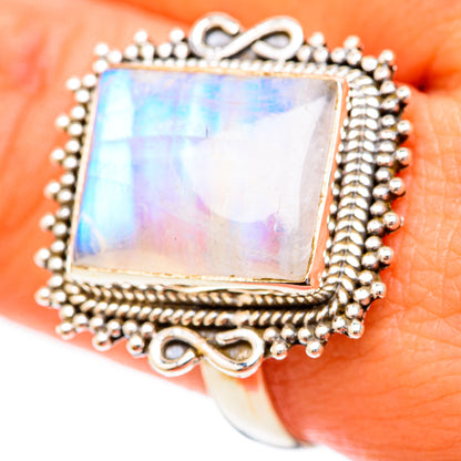 Rainbow Moonstone Rings handcrafted by Ana Silver Co - RING118021
