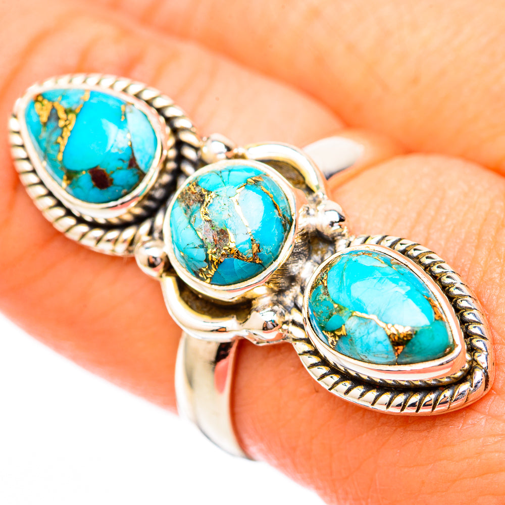 Blue Copper Composite Turquoise Rings handcrafted by Ana Silver Co - RING118025