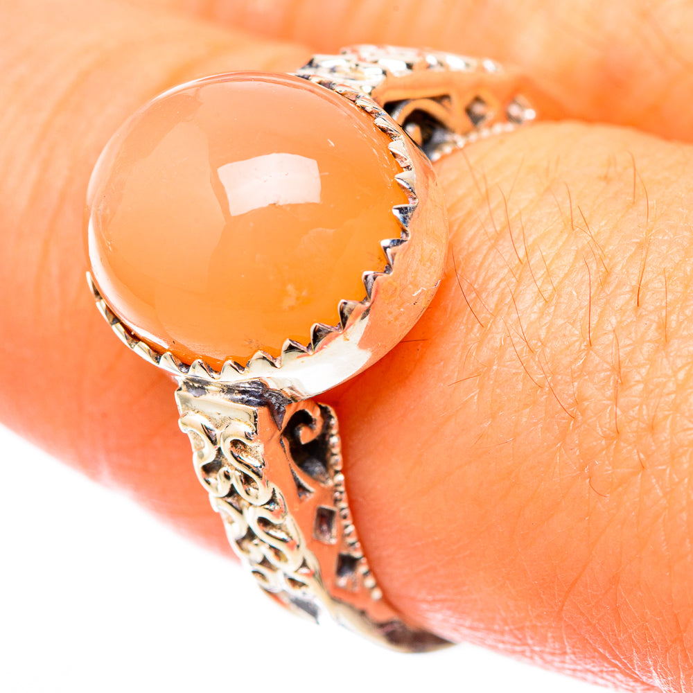 Peach Moonstone Rings handcrafted by Ana Silver Co - RING118030