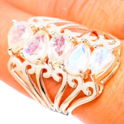 Rainbow Moonstone Rings handcrafted by Ana Silver Co - RING118041