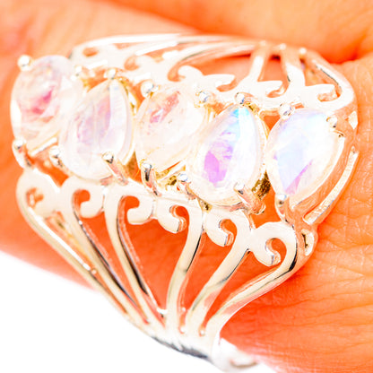 Rainbow Moonstone Rings handcrafted by Ana Silver Co - RING118059