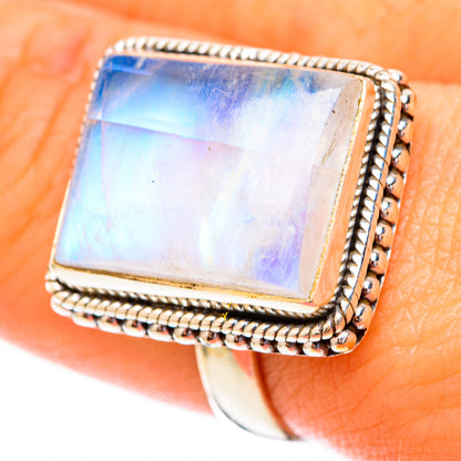 Rainbow Moonstone Rings handcrafted by Ana Silver Co - RING118062