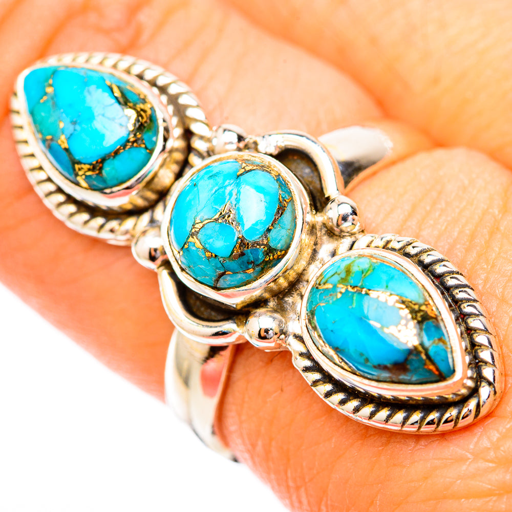 Blue Copper Composite Turquoise Rings handcrafted by Ana Silver Co - RING118066