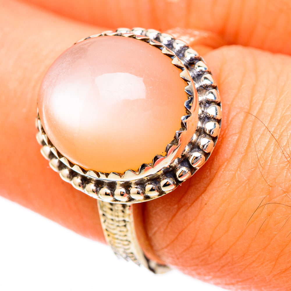 Peach Moonstone Rings handcrafted by Ana Silver Co - RING118072