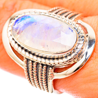 Rainbow Moonstone Rings handcrafted by Ana Silver Co - RING118078