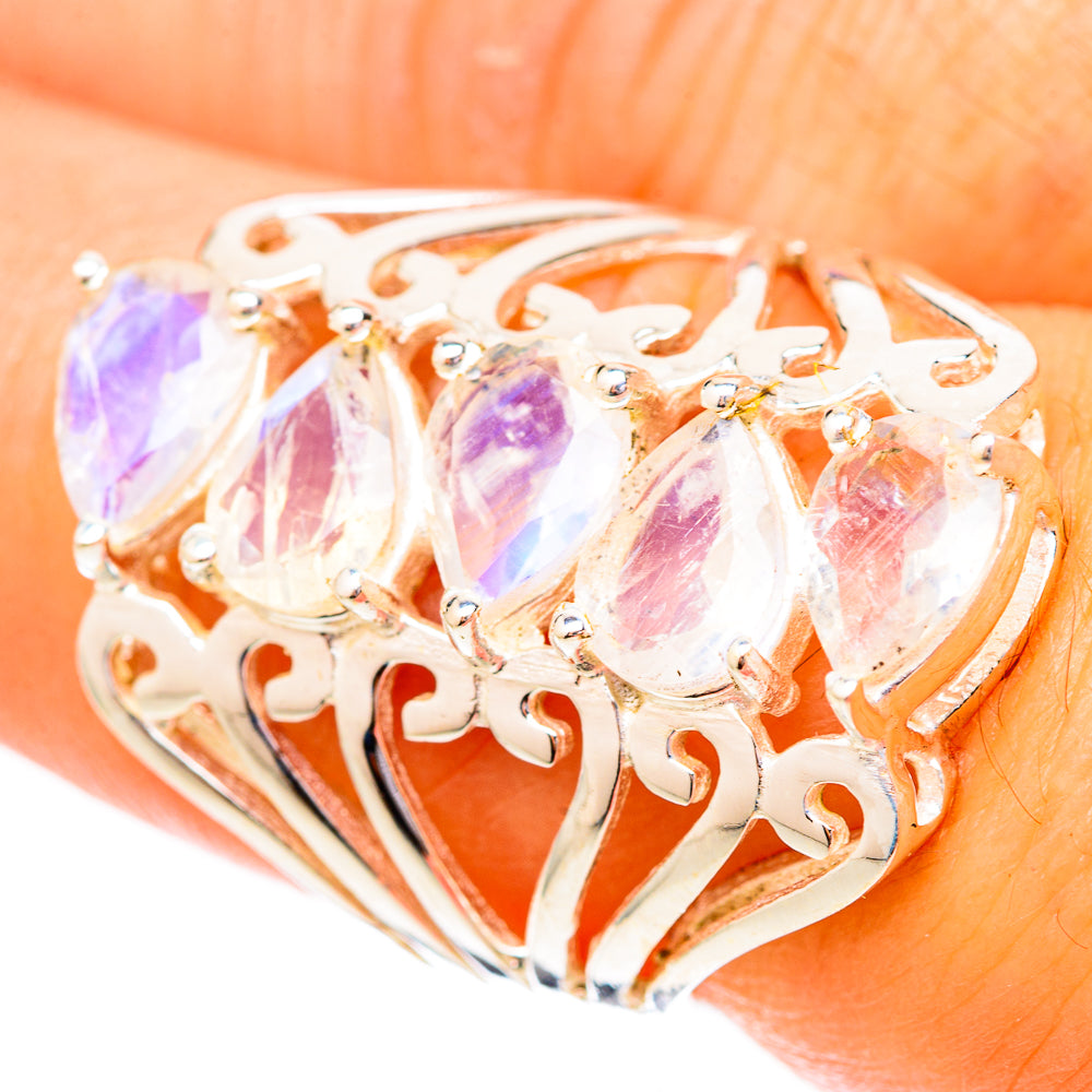 Rainbow Moonstone Rings handcrafted by Ana Silver Co - RING118079
