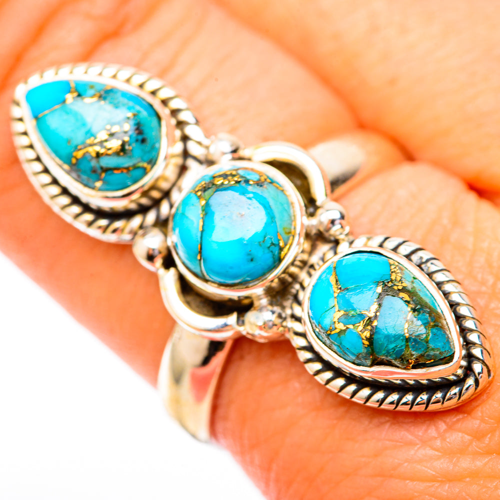 Blue Copper Composite Turquoise Rings handcrafted by Ana Silver Co - RING118086
