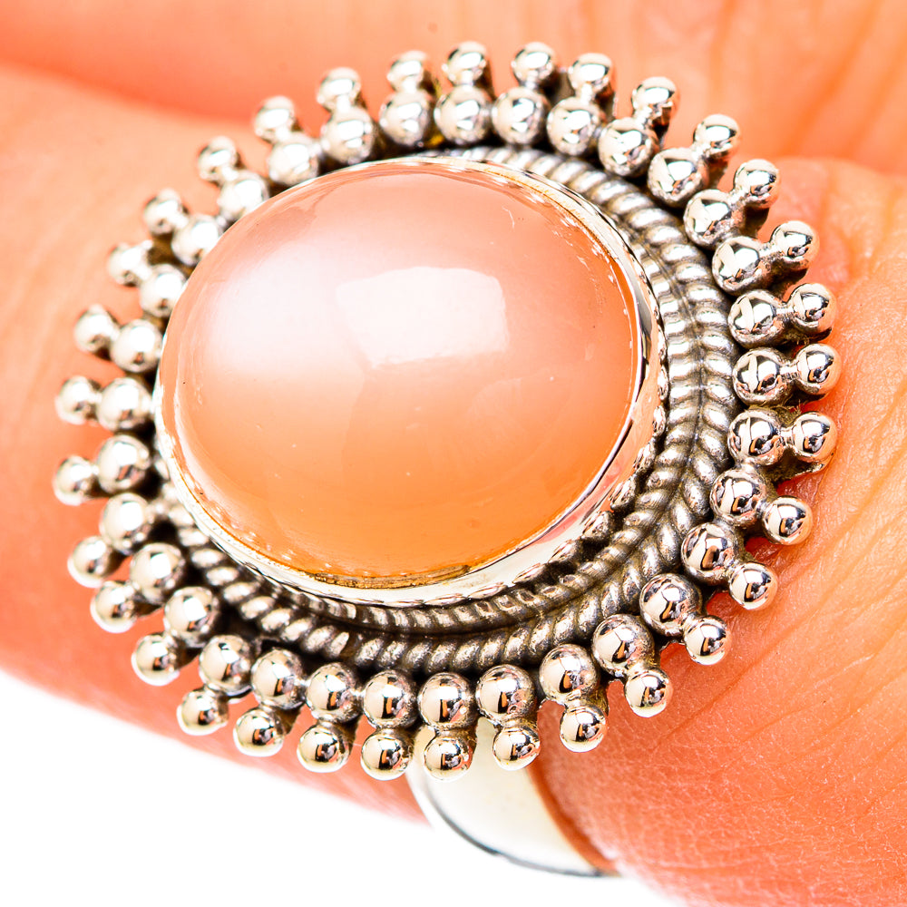 Peach Moonstone Rings handcrafted by Ana Silver Co - RING118091