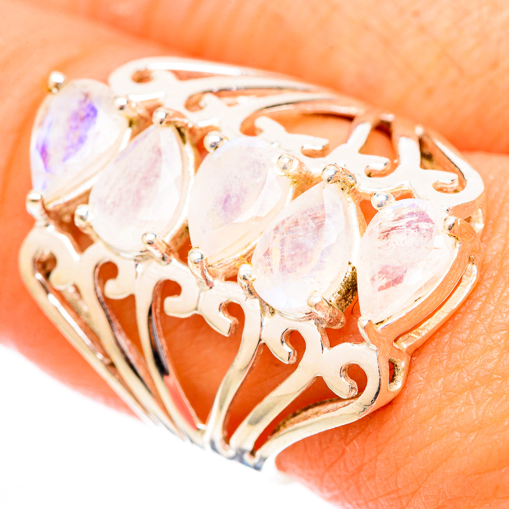 Rainbow Moonstone Rings handcrafted by Ana Silver Co - RING118099