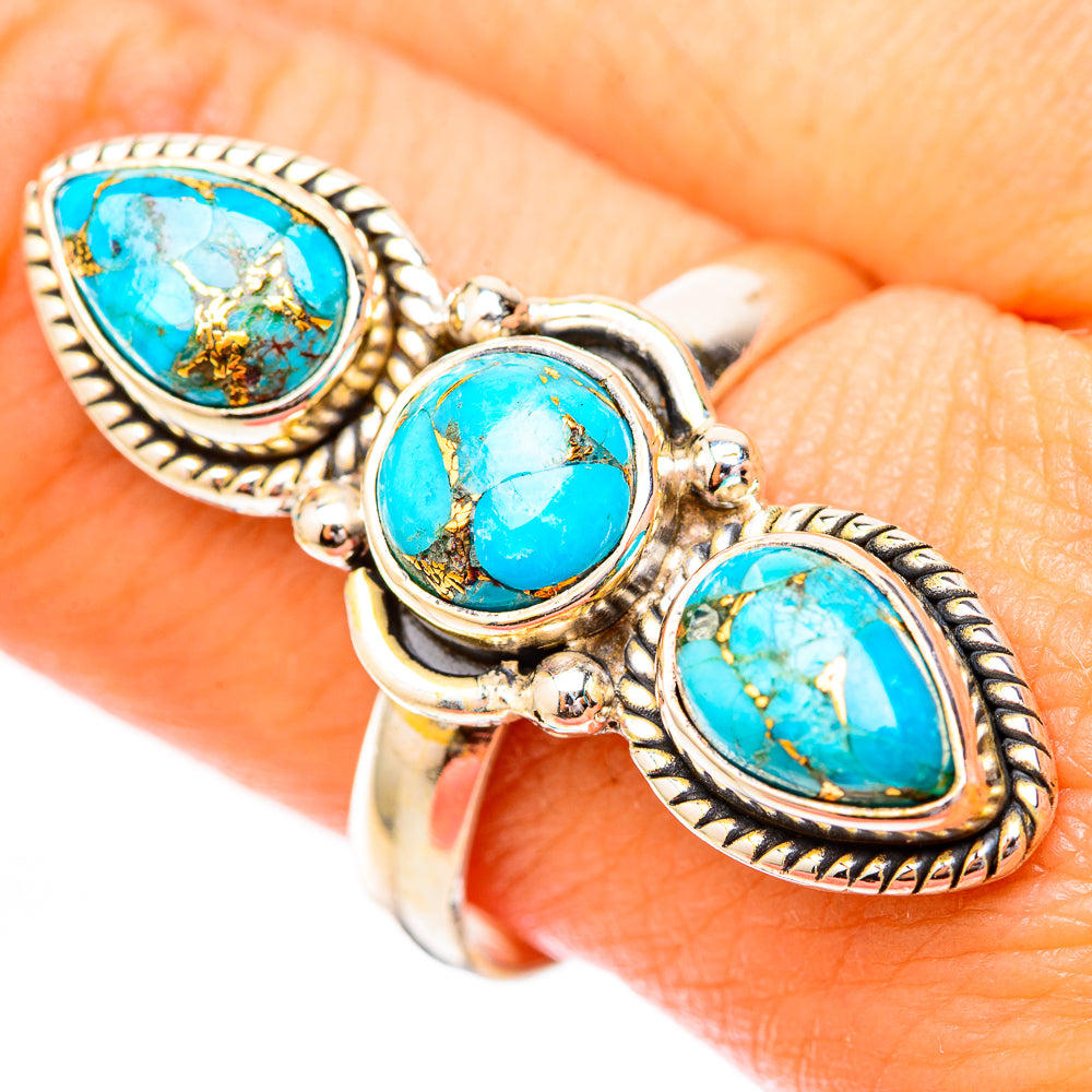 Blue Copper Composite Turquoise Rings handcrafted by Ana Silver Co - RING118106