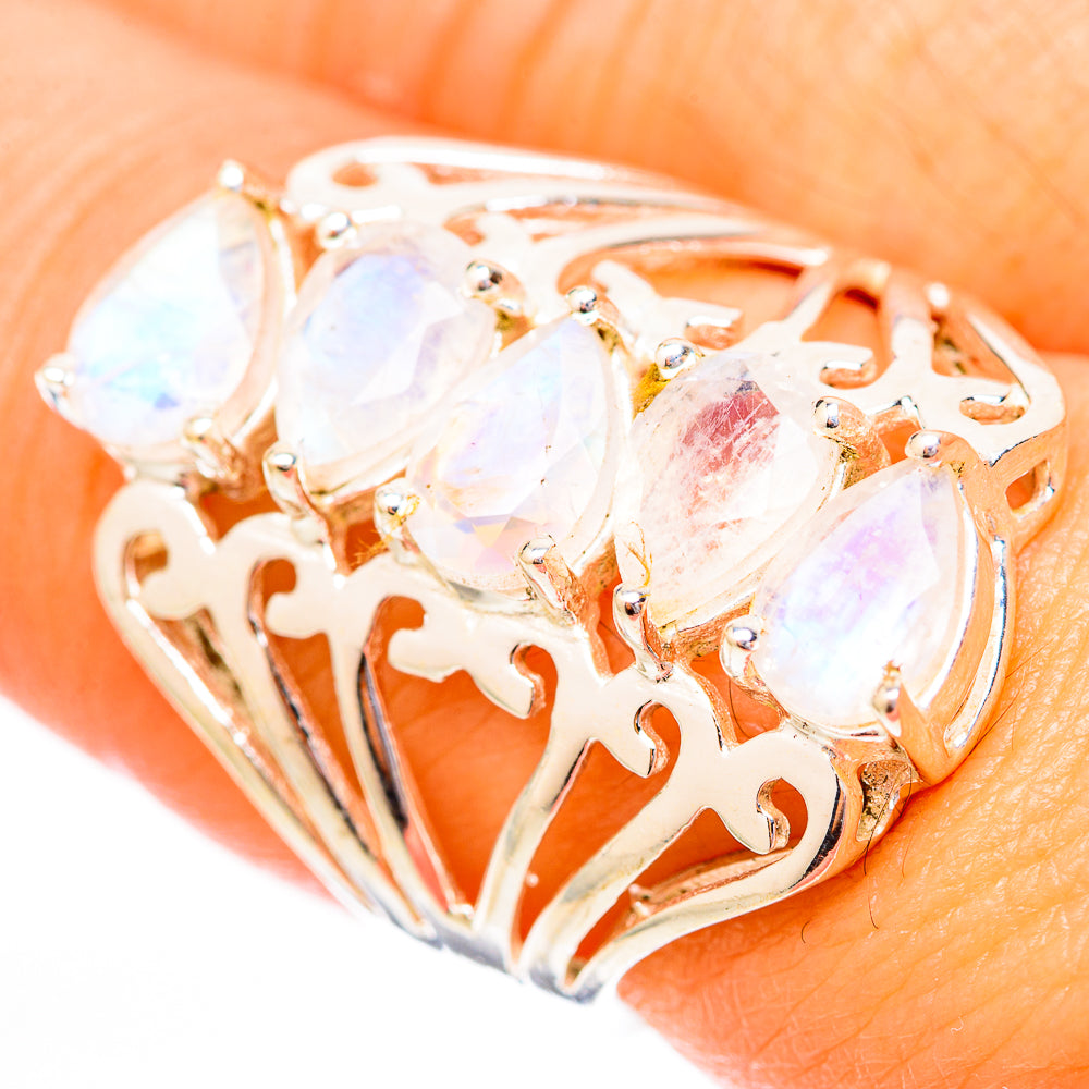 Rainbow Moonstone Rings handcrafted by Ana Silver Co - RING118127