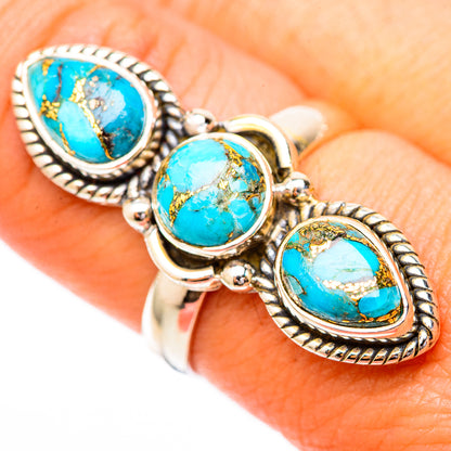 Blue Copper Composite Turquoise Rings handcrafted by Ana Silver Co - RING118133
