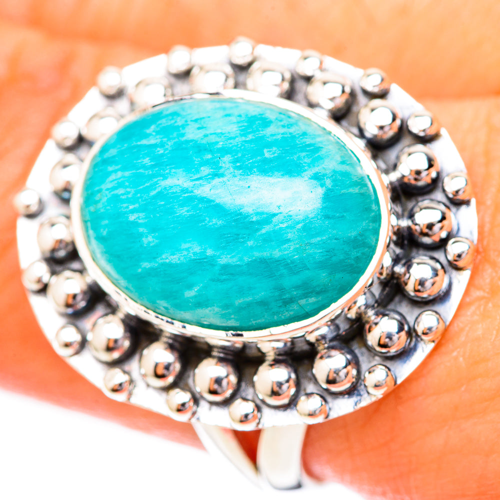 Peruvian Amazonite Rings handcrafted by Ana Silver Co - RING118137