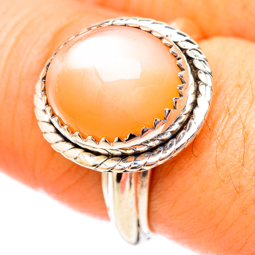 Peach Moonstone Rings handcrafted by Ana Silver Co - RING118148