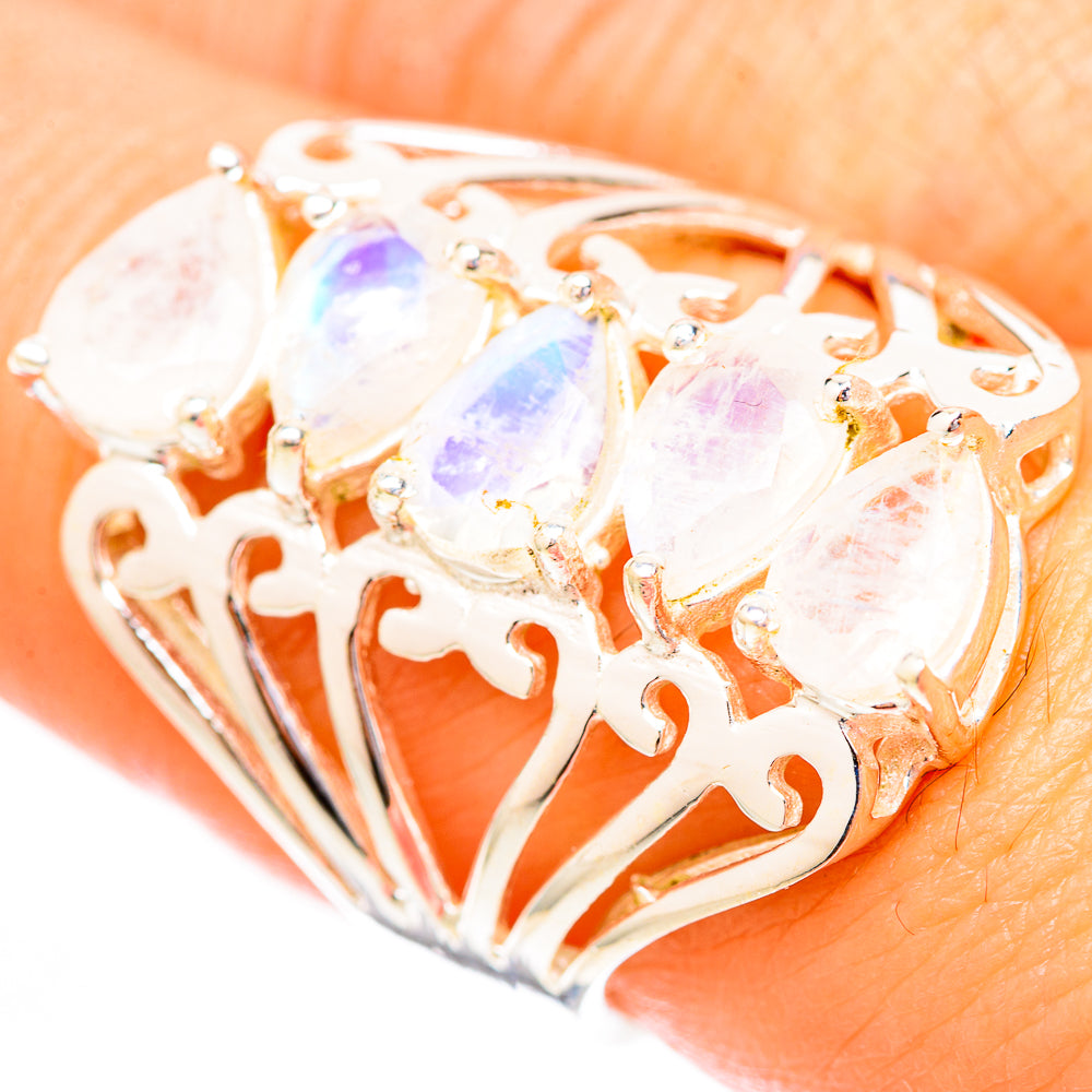 Rainbow Moonstone Rings handcrafted by Ana Silver Co - RING118155