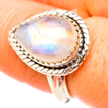 Rainbow Moonstone Rings handcrafted by Ana Silver Co - RING118157