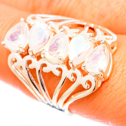Rainbow Moonstone Rings handcrafted by Ana Silver Co - RING118178