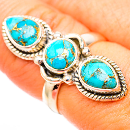 Blue Copper Composite Turquoise Rings handcrafted by Ana Silver Co - RING118181