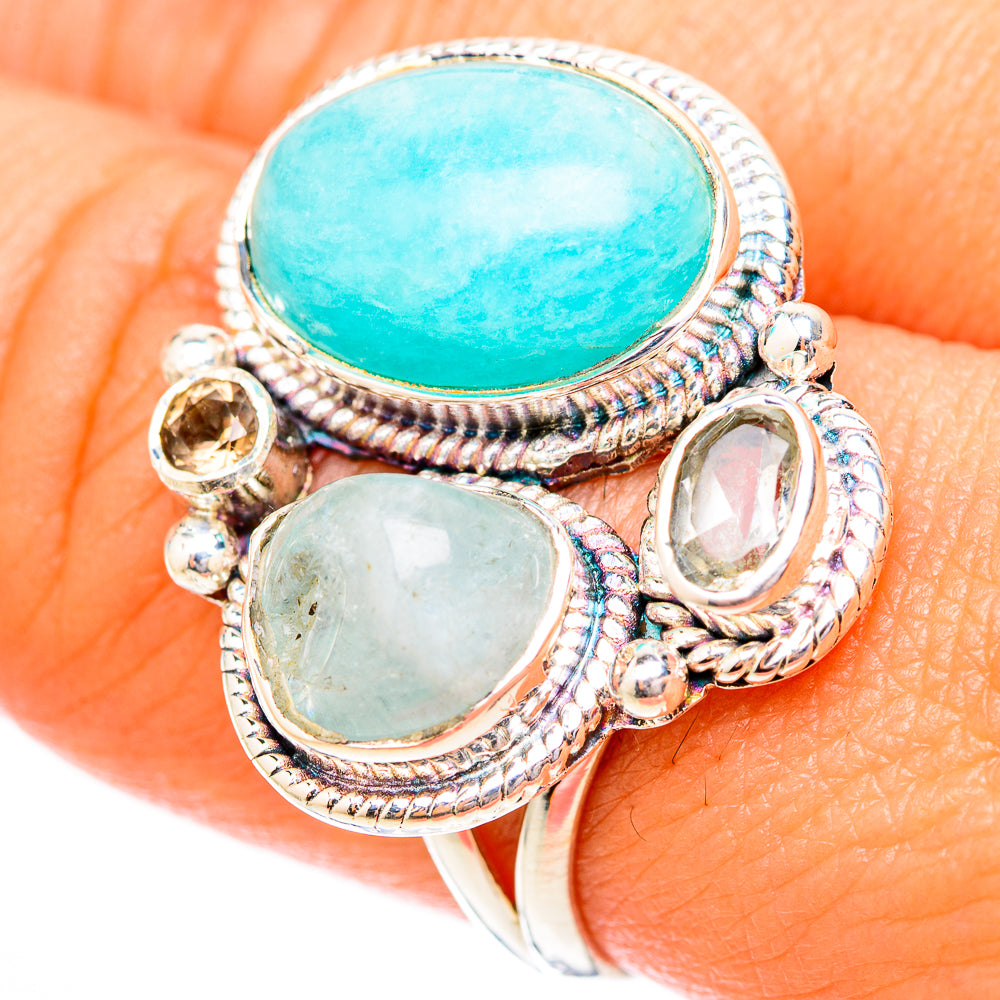 Peruvian Amazonite Rings handcrafted by Ana Silver Co - RING118183