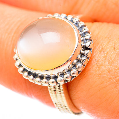 Peach Moonstone Rings handcrafted by Ana Silver Co - RING118193