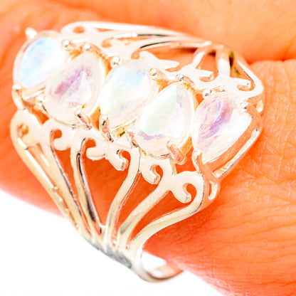 Rainbow Moonstone Rings handcrafted by Ana Silver Co - RING118195