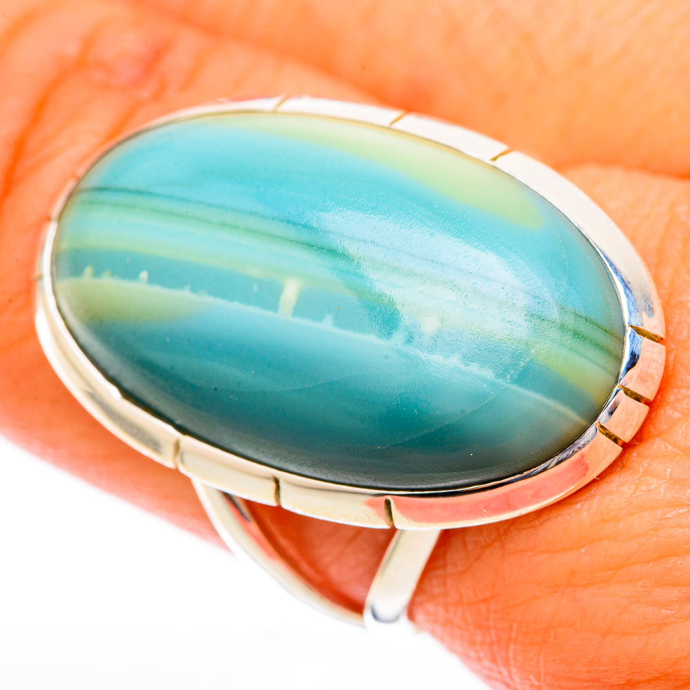 Green Botswana Agate Rings handcrafted by Ana Silver Co - RING118204