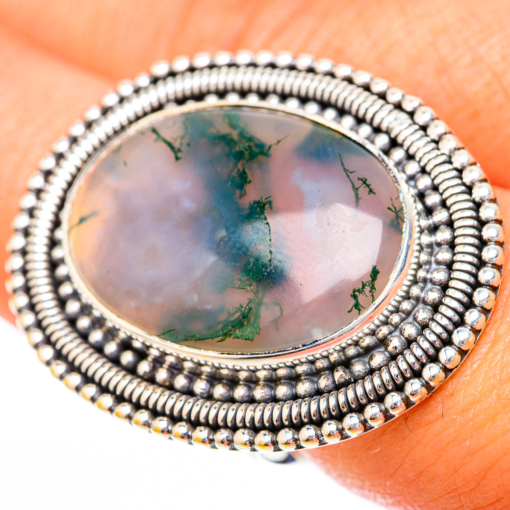 Green Moss Agate Rings handcrafted by Ana Silver Co - RING118210