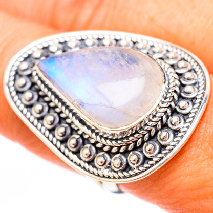 Rainbow Moonstone Rings handcrafted by Ana Silver Co - RING118227