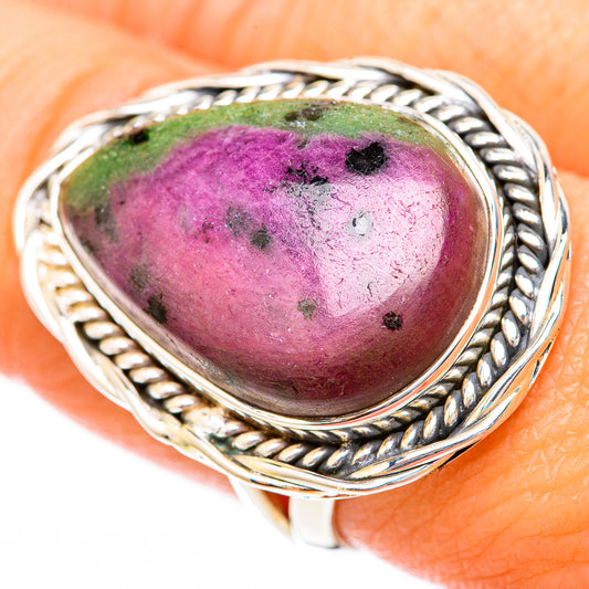 Ruby Zoisite Rings handcrafted by Ana Silver Co - RING118228