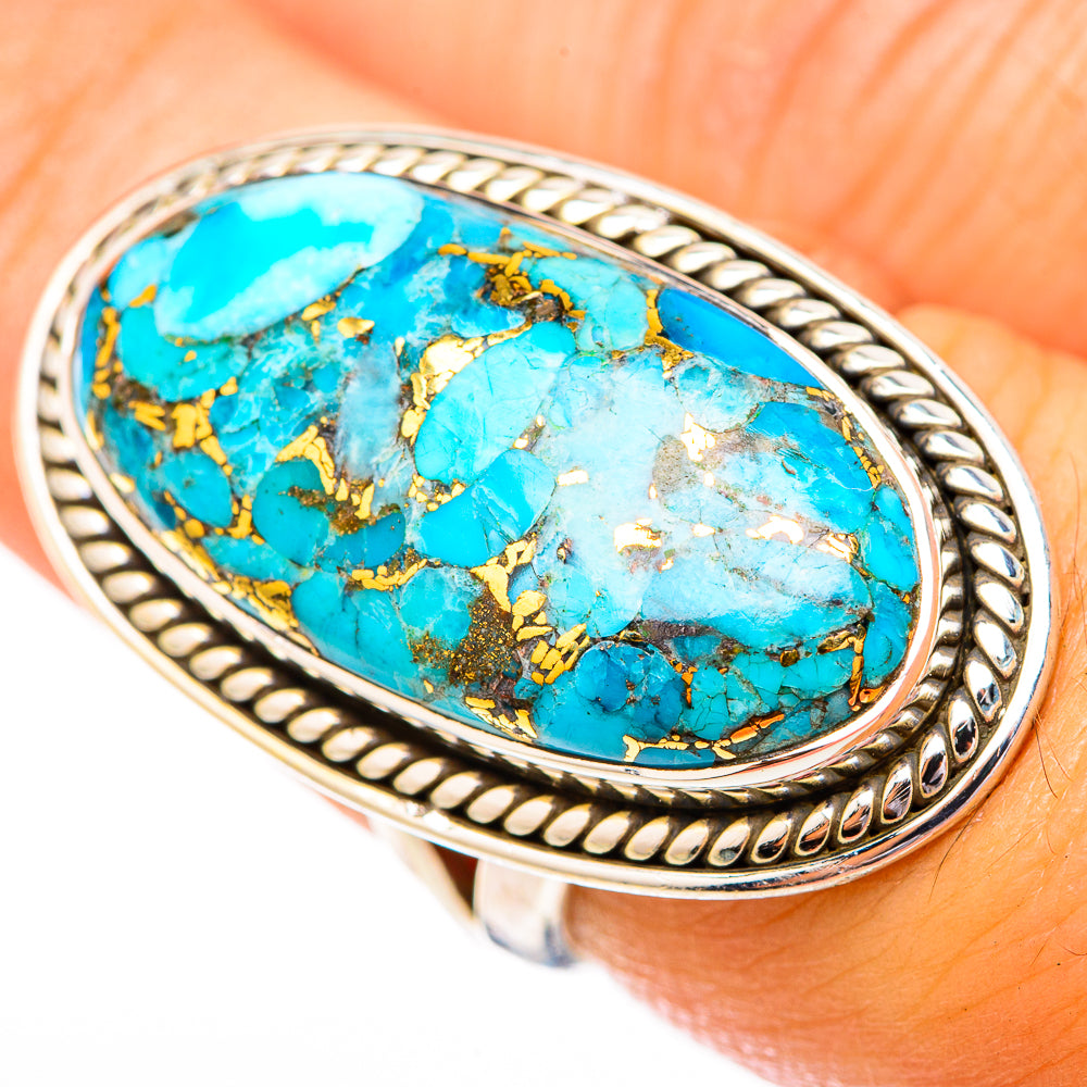Blue Copper Composite Turquoise Rings handcrafted by Ana Silver Co - RING118238