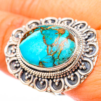 Blue Copper Composite Turquoise Rings handcrafted by Ana Silver Co - RING118239