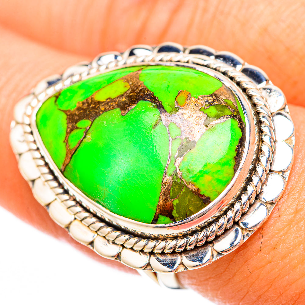Green Copper Composite Turquoise Rings handcrafted by Ana Silver Co - RING118246