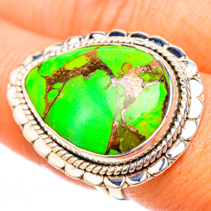 Green Copper Composite Turquoise Rings handcrafted by Ana Silver Co - RING118246