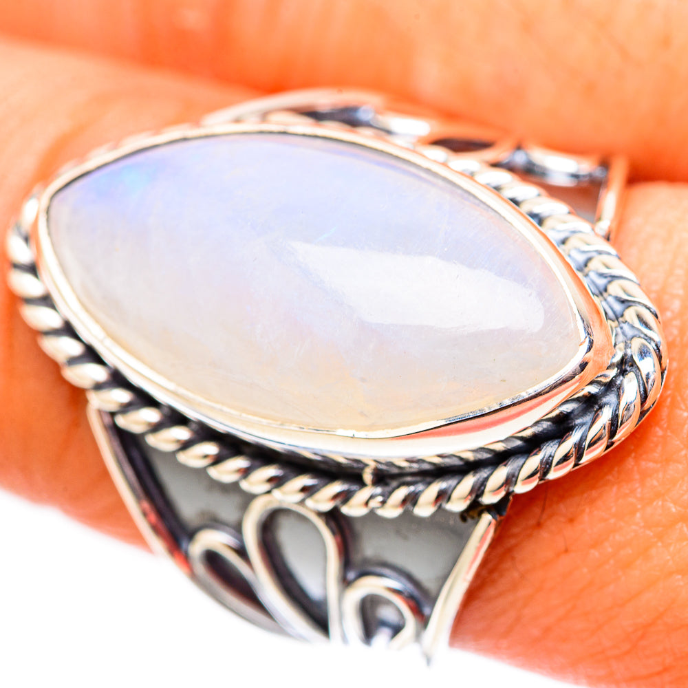 Rainbow Moonstone Rings handcrafted by Ana Silver Co - RING118263