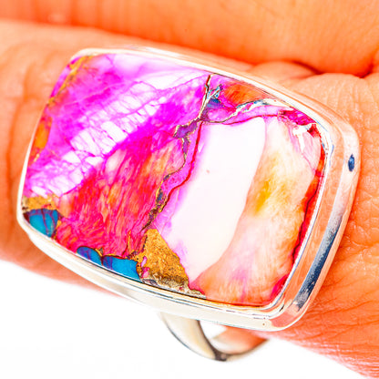 Kingman Pink Dahlia Turquoise Rings handcrafted by Ana Silver Co - RING118270