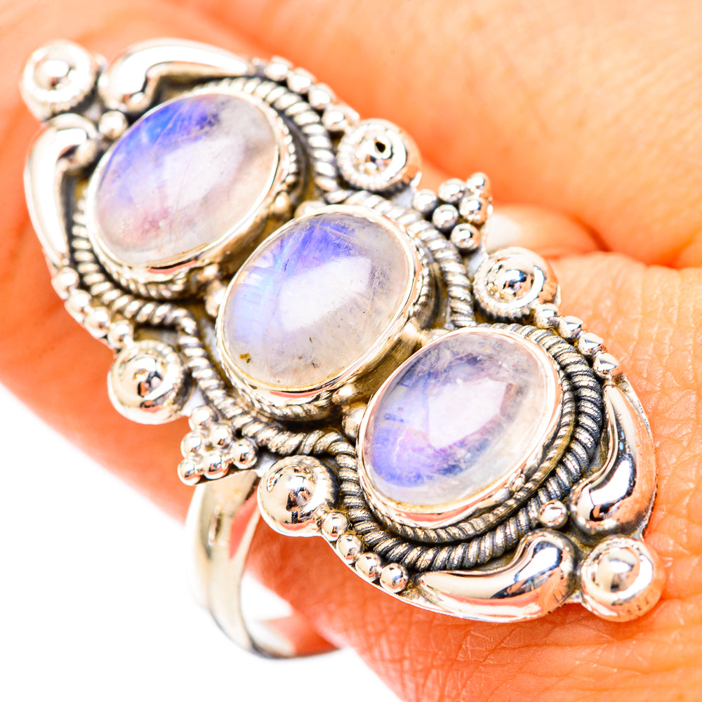 Rainbow Moonstone Rings handcrafted by Ana Silver Co - RING118290