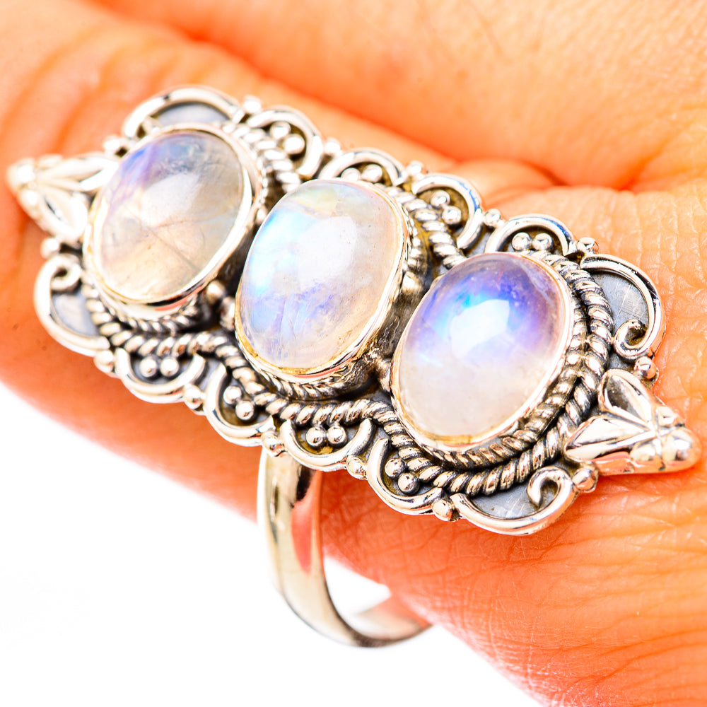 Rainbow Moonstone Rings handcrafted by Ana Silver Co - RING118291