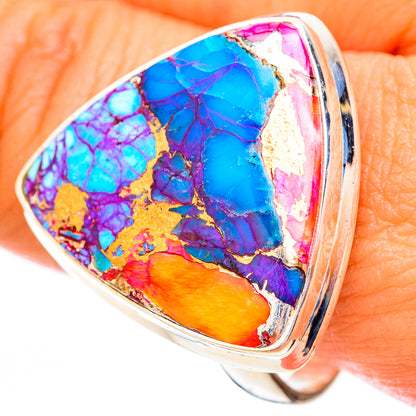 Kingman Pink Dahlia Turquoise Rings handcrafted by Ana Silver Co - RING118294