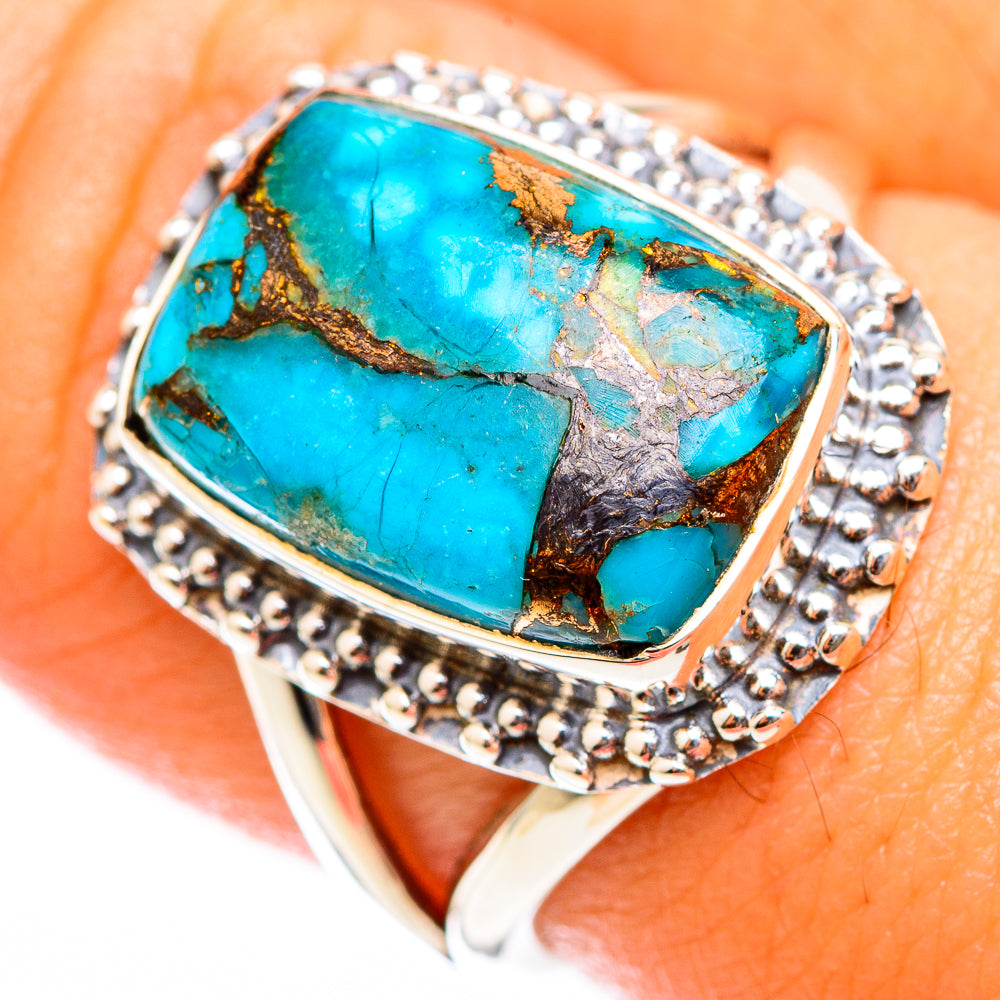 Blue Copper Composite Turquoise Rings handcrafted by Ana Silver Co - RING118307