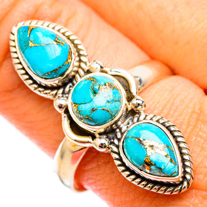 Blue Copper Composite Turquoise Rings handcrafted by Ana Silver Co - RING118310