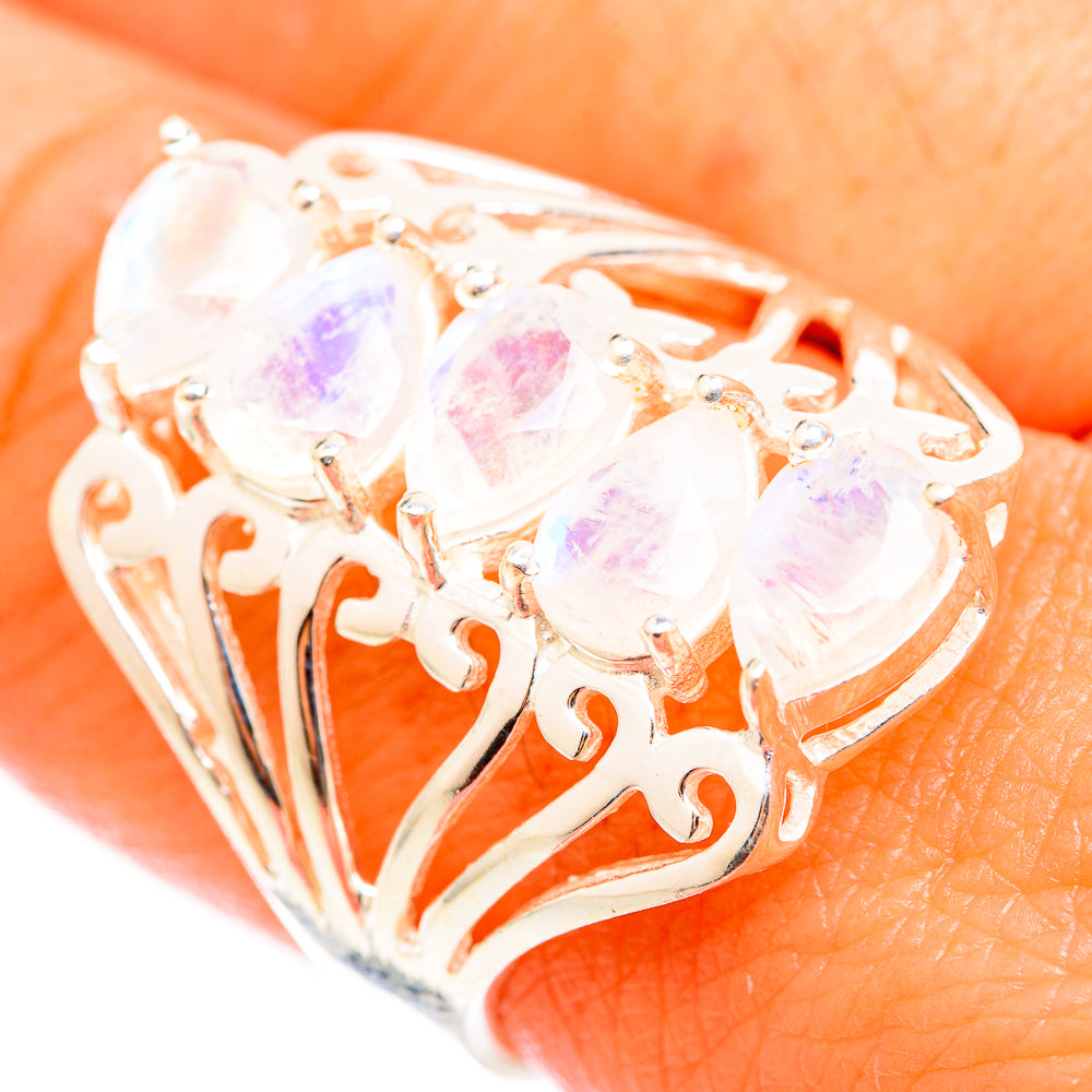 Rainbow Moonstone Rings handcrafted by Ana Silver Co - RING118326