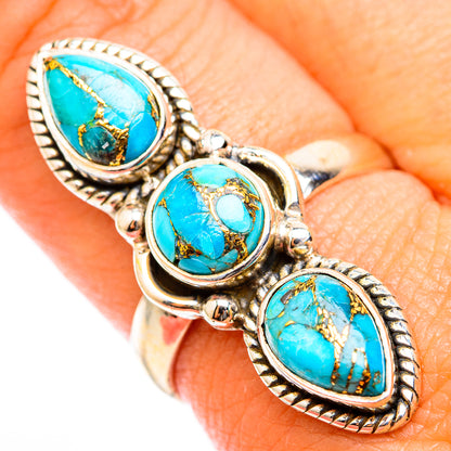 Blue Copper Composite Turquoise Rings handcrafted by Ana Silver Co - RING118331