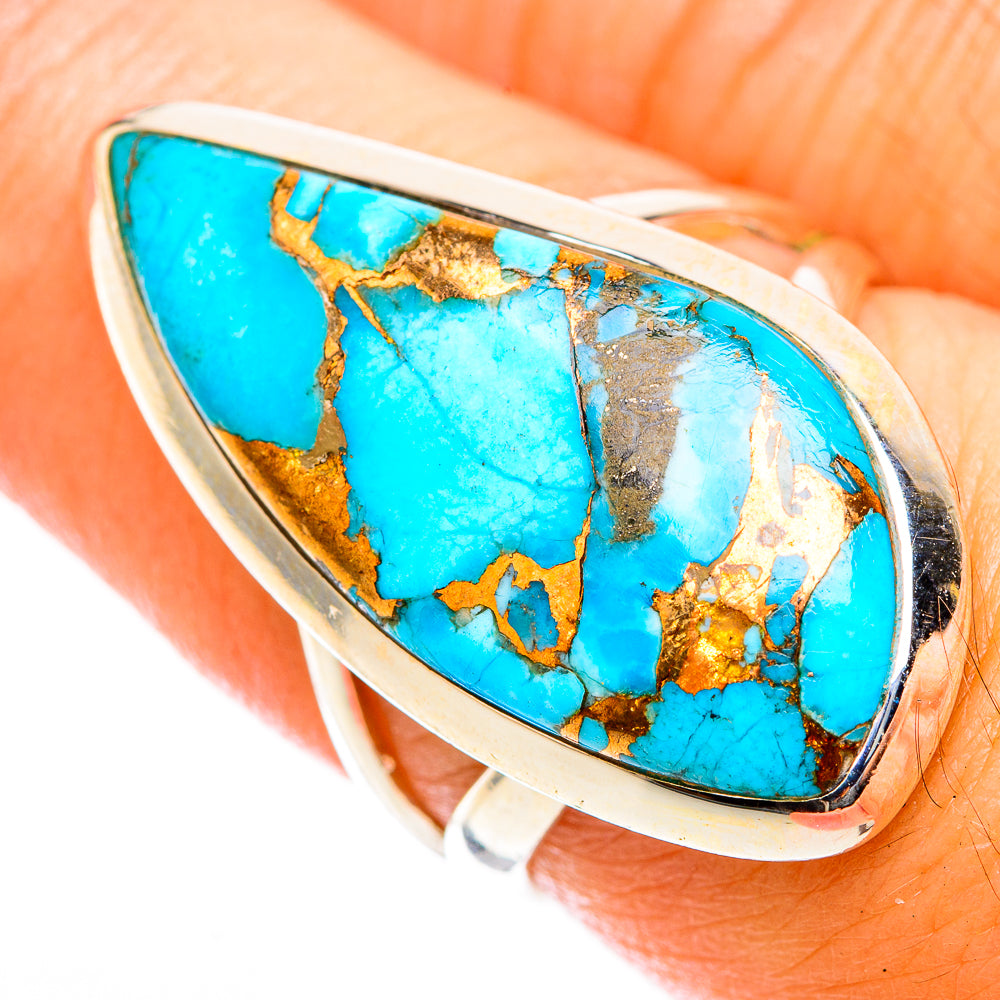 Blue Copper Composite Turquoise Rings handcrafted by Ana Silver Co - RING118334