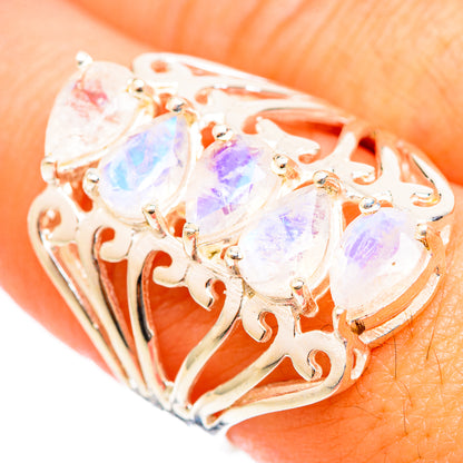 Rainbow Moonstone Rings handcrafted by Ana Silver Co - RING118352