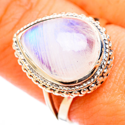 Rainbow Moonstone Rings handcrafted by Ana Silver Co - RING118353